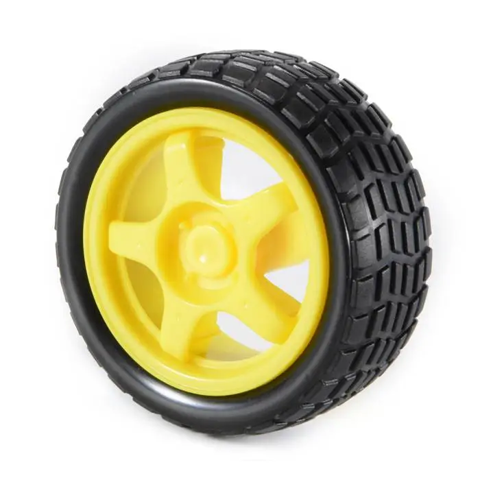 65mm Robot Wheel for BO Motors (Yellow), 2 Pcs Pack