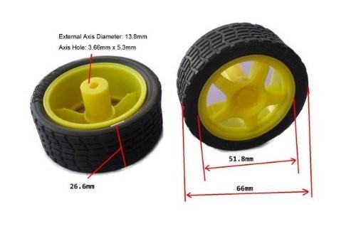 65mm Robot Wheel for BO Motors (Yellow), 2 Pcs Pack - Image 2